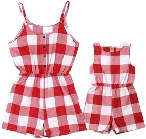 img 4 attached to Matching Clothes Sleeveless Jumpsuit One Piece Girls' Clothing