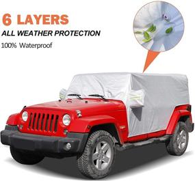 img 4 attached to Premium RT-TCZ Car Rain Sunshade Cover | Fits 2007-2021 Jeep Wrangler JK JL 4-Door | Windproof, Dustproof & Scratch Resistant | Outdoor UV Protection Auto Cover