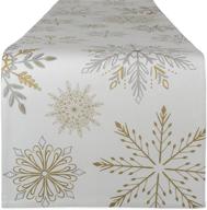 🎅 dii holiday table runner: add sparkle with metallic snowflakes, 14x72 inches logo