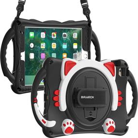 img 4 attached to 📱 BRAECN iPad Mini Case for Kids - Silicon Protective Shockproof Cover with Handle Grip, Pencil Holder, Hand Strap, Stand, and Strap for iPad Mini 7.9 Inch (1st/2nd/3rd/4th/5th Generation) - Black+Red