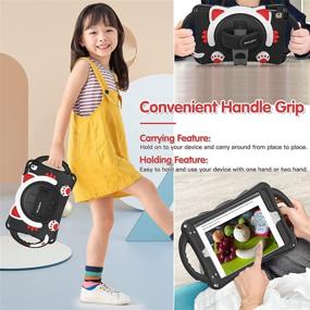 img 1 attached to 📱 BRAECN iPad Mini Case for Kids - Silicon Protective Shockproof Cover with Handle Grip, Pencil Holder, Hand Strap, Stand, and Strap for iPad Mini 7.9 Inch (1st/2nd/3rd/4th/5th Generation) - Black+Red