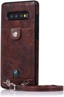 👜 jaorty pu leather wallet case: necklace lanyard cover for samsung galaxy s10 - brown logo