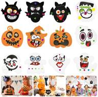 🎃 halloween pumpkin decorating craft stickers: 16pcs assorted set for kids, includes 12pcs diy foam pumpkins and 250pcs diamond stickers for halloween crafts logo