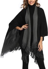 img 1 attached to Epsion Womens Cardigan Poncho Sweater Women's Accessories in Scarves & Wraps