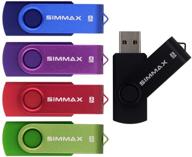 📀 simmax 8гб флеш-накопители usb - пакет из 5 штук, память usb 2.0 с поворотным дизайном - складные usb-накопители-ручки - пять смешанных цветов: черный, синий, зеленый, фиолетовый, красный (смешанный цвет 1) логотип