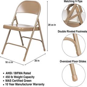 img 1 attached to OEF Furnishings (4 Pack), Beige Heavy Duty Steel Folding Chair Set: Convenient and Sturdy Seating Solution