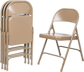 img 3 attached to OEF Furnishings (4 Pack), Beige Heavy Duty Steel Folding Chair Set: Convenient and Sturdy Seating Solution