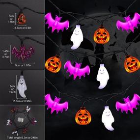 img 2 attached to SIKEFIWO Halloween String Lights - Spooky 20FT Decoration with Hanging Bats, Pumpkins, and Ghosts - Battery Powered 8 Modes