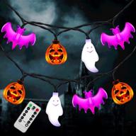 sikefiwo halloween string lights - spooky 20ft decoration with hanging bats, pumpkins, and ghosts - battery powered 8 modes логотип