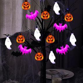 img 1 attached to SIKEFIWO Halloween String Lights - Spooky 20FT Decoration with Hanging Bats, Pumpkins, and Ghosts - Battery Powered 8 Modes