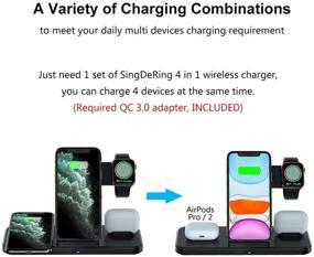 img 2 attached to Портативная беспроводная зарядка 4 в 1 с адаптером USB C мощностью 18 Вт: станция быстрой зарядки для часов, AirPods и iPhone 12 Mini Pro MAX 11 Pro XS MAX XR.