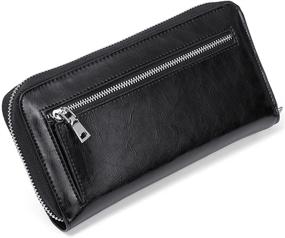 img 1 attached to 👝 Huztencor Long Credit Card Holder Wallet: Ultimate Protection with RFID Blocking and Zipper – Stylish Men Women Leather Wallets