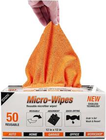 img 3 attached to 🧽 Eurow 12x12 Inch Reusable Microfiber Cleaning and Drying Wipes with Dispenser Box - Pack of 50, 200GSM