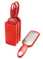 kuhn rikon 20190 swiss grater set of 3: efficiently grate and store with red storage caddy logo