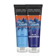 john frieda blue crush blue shampoo and conditioner set, neutralize brassy tones for brunettes, 8.3 fl oz logo