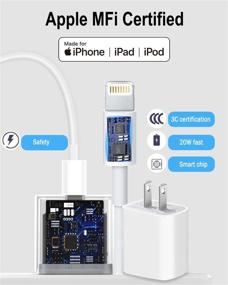 img 1 attached to Переносное зарядное устройство 20W с поддержкой Apple MFi и кабелем USB C - Lightning 6FT – совместимо с iPhone 12/12 Pro/12 Pro Max/12 Mini/11/11 Pro Max/Xs Max X 8, iPad, AirPods Pro