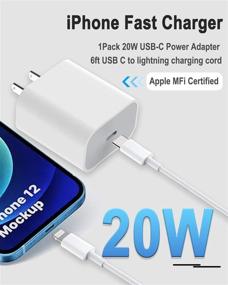 img 2 attached to Переносное зарядное устройство 20W с поддержкой Apple MFi и кабелем USB C - Lightning 6FT – совместимо с iPhone 12/12 Pro/12 Pro Max/12 Mini/11/11 Pro Max/Xs Max X 8, iPad, AirPods Pro