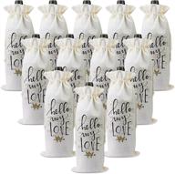 🍷 set of 12 blank wine gift bags - drawstring burlap and reusable canvas wine bags for teacher appreciation gifts, wine tasting party supplies, and gift totes for bottles - storage pouches for wine bottles logo