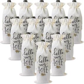 img 4 attached to 🍷 Set of 12 Blank Wine Gift Bags - Drawstring Burlap and Reusable Canvas Wine Bags for Teacher Appreciation Gifts, Wine Tasting Party Supplies, and Gift Totes for Bottles - Storage Pouches for Wine Bottles