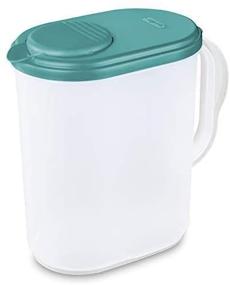 img 1 attached to 🥤 Sterilite 1 Gallon Pitcher: BPA-free, Dishwasher and Freezer-safe, Perfect for Water, Tea, and Juices - Blue Atoll Lid with Clear Base