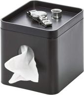matte black idesign cade facial tissue cover - stylish boutique box holder for vanity, countertops, desk, office, dorm - improved seo logo