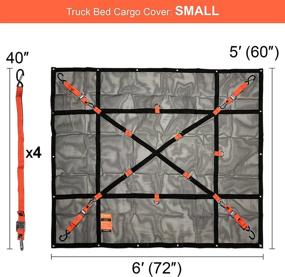 img 2 attached to США Основан маленький 5' х 6' Тяжелый грузовик Сетка для перевозки грузов с крышкой с жесткой антиразрывной сеткой, металлическими кольцами D и ремнями