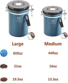 img 2 attached to ☕️ Magicafé Airtight Coffee Bean Storage - CO2 Valve Vacuum Sealed Coffee Container with Scoop, Blue, 21oz - Ideal for Coffee Beans and Grounds