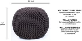 img 1 attached to Fernish Decor Round Pouf Ottoman - Hand Knitted Cotton Footrest, Foot Stool, Knit Bean Bag Floor Chair for Bedroom, Living Room - Accent Seat (Brown, 20x20x14 Inch)