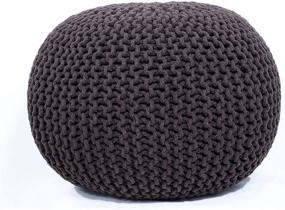 img 4 attached to Fernish Decor Round Pouf Ottoman - Hand Knitted Cotton Footrest, Foot Stool, Knit Bean Bag Floor Chair for Bedroom, Living Room - Accent Seat (Brown, 20x20x14 Inch)