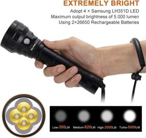 img 3 attached to 🔦 Wurkkos DL40 5000 Lumen Dive Flashlight: Ultimate Brightness for Scuba Diving Adventure - Samsung LH351D LEDs, IPX8 Waterproof, Rechargeable Batteries Included!