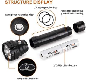 img 1 attached to 🔦 Wurkkos DL40 5000 Lumen Dive Flashlight: Ultimate Brightness for Scuba Diving Adventure - Samsung LH351D LEDs, IPX8 Waterproof, Rechargeable Batteries Included!