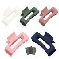 🎀 5 pack of large square hair claw clips, 4.1 inch nonslip hair accessories for women and girls with thick hair, strong hold hair clips for long hair + 2 bonus hair stickers logo