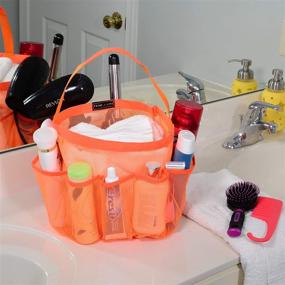 img 1 attached to 🛀 Mesh Shower Caddy Tote 8 Compartments - Portable Bathroom Organizer for Bath, Dorm, Home - Quick Drying Storage Bag in Orange