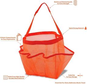 img 2 attached to 🛀 Mesh Shower Caddy Tote 8 Compartments - Portable Bathroom Organizer for Bath, Dorm, Home - Quick Drying Storage Bag in Orange