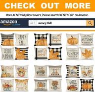 🍂 aeney fall pillow covers 18x18 set of 4: buffalo plaid pumpkin maple leaf fall decor pillows logo