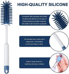 img 2 attached to 🧼 13-inch Long Handle Koodee Silicone Bottle Brush for Hydro Flask, Baby Bottle, Vase, Glassware, Coffee Carafe - Efficient Water Bottle Cleaning Brush