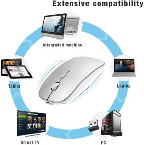 img 1 attached to 💻 Wireless Bluetooth Mouse - Rechargeable, Compatible with iOS13.1.2+, Android, Windows & Mac - Slim, Quiet, Silver