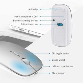 img 3 attached to 💻 Wireless Bluetooth Mouse - Rechargeable, Compatible with iOS13.1.2+, Android, Windows & Mac - Slim, Quiet, Silver