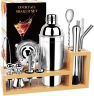 🍹 cocktail shaker set bartender kit - 17 pcs bar set with bamboo stand: premium stainless steel bar tool set for home bar martini shaker set - perfect for cocktail enthusiasts logo