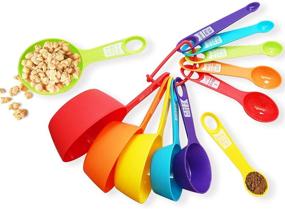 img 4 attached to 🥄 Colorful 12 Piece Measuring Cups and Spoons Set - Kitchen Measure Tools for Dry and Liquid Ingredients, Nesting Design, Dishwasher Safe