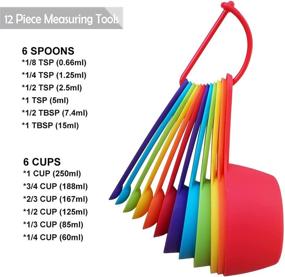 img 3 attached to 🥄 Colorful 12 Piece Measuring Cups and Spoons Set - Kitchen Measure Tools for Dry and Liquid Ingredients, Nesting Design, Dishwasher Safe