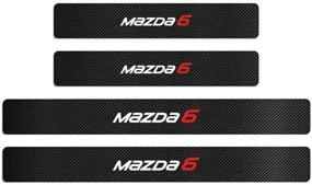 img 3 attached to MAXMILO 4Pcs Mazda CX-4 Door Sill Protector Reflective 4D Carbon Fiber Sticker Decoration Door Entry Guard Door Sill Scuff Plate Stickers For Mazda CX-4 CX-5 AXELA Mazda 3 ATENZA Mazda 6 (M6)