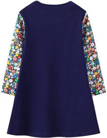 img 3 attached to 🦄 Girls' Cotton Unicorn Appliques Striped Jersey Dress - Casual Kids Clothing, Ages 2-7 Years