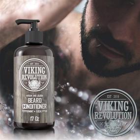 img 1 attached to 💆 Argan & Jojoba Oil Beard Conditioner - Softening & Strengthening - Peppermint and Eucalyptus Scent - 17oz Conditioner with Beard Oil