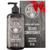 💆 argan & jojoba oil beard conditioner - softening & strengthening - peppermint and eucalyptus scent - 17oz conditioner with beard oil logo