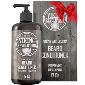 img 4 attached to 💆 Argan & Jojoba Oil Beard Conditioner - Softening & Strengthening - Peppermint and Eucalyptus Scent - 17oz Conditioner with Beard Oil