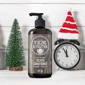 img 3 attached to 💆 Argan & Jojoba Oil Beard Conditioner - Softening & Strengthening - Peppermint and Eucalyptus Scent - 17oz Conditioner with Beard Oil