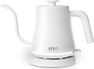 🔌 mn gooseneck electric kettle - glowing design, rapid boiling, food-grade stainless steel pour over coffee & tea kettle, strix auto shutoff - matte white, 0.8l логотип