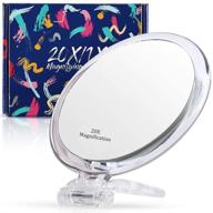 20x / 1x two sided magnifying mirror with stand - double sided makeup mirror, blackhead/comedone removal | silver, 5 inch логотип