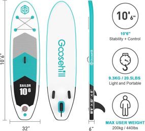 img 3 attached to 🏄 Goosehill Inflatable Stand Up Paddle Board - Premium SUP Package, 10' Long, 32" Wide, 6" Thick - Customizable Patterns